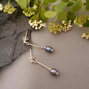 925 Japanese Blue Pearl Earrings