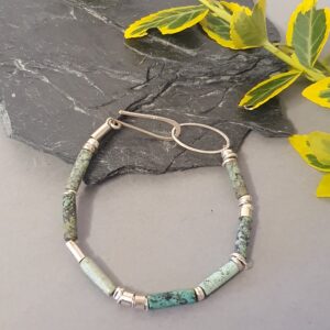 Srebrna bransoletka 925 z turkusem afrykańskim – boho