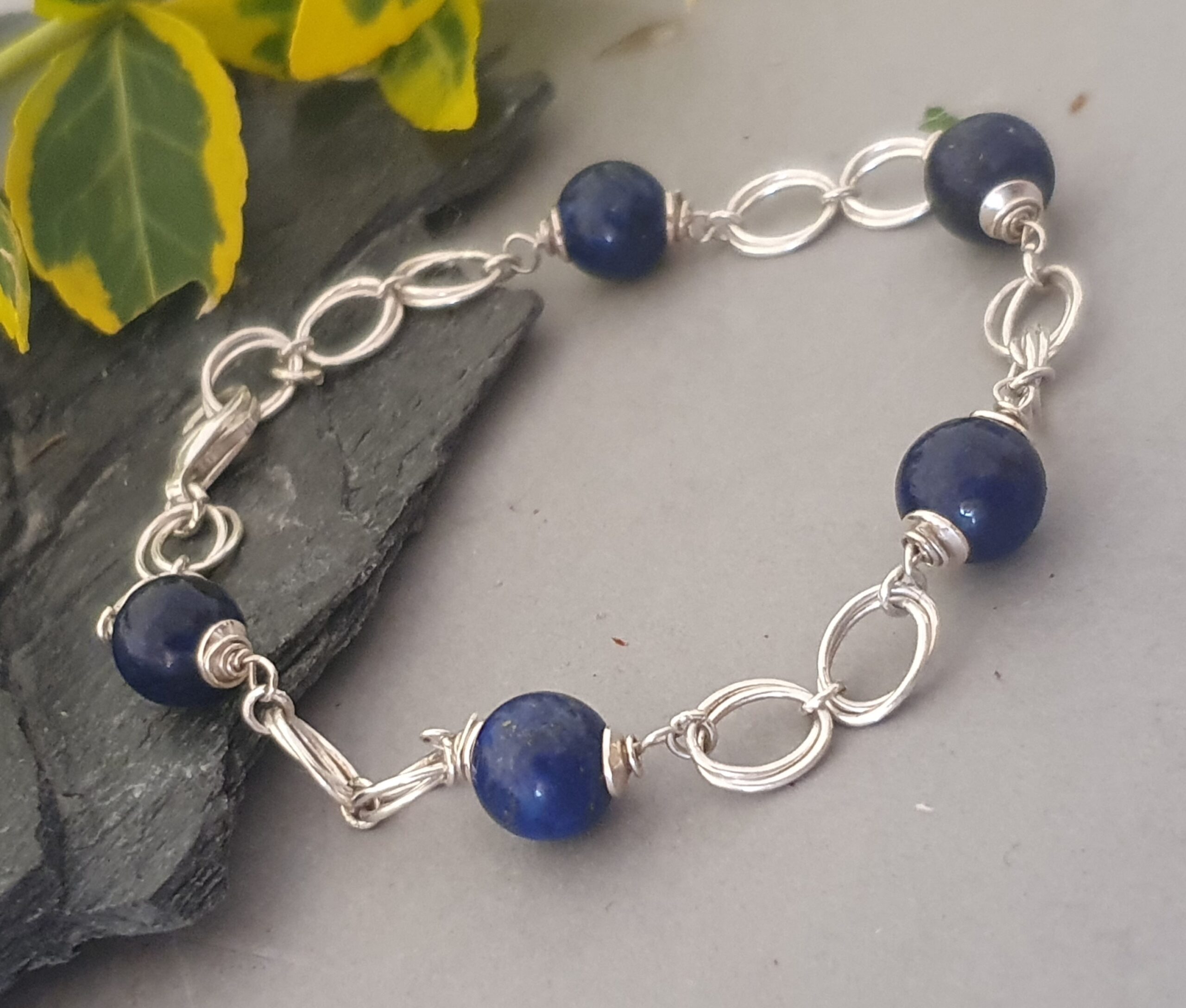 925 srebrna bransoletka z Lapisem Lazuli