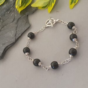 Srebrna Bransoletka 925 z Naturalnym Onyksu