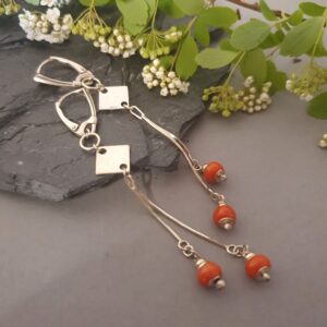 Naturalny koral w srebrze 925 – lekkie, eteryczne kolczyki handmade