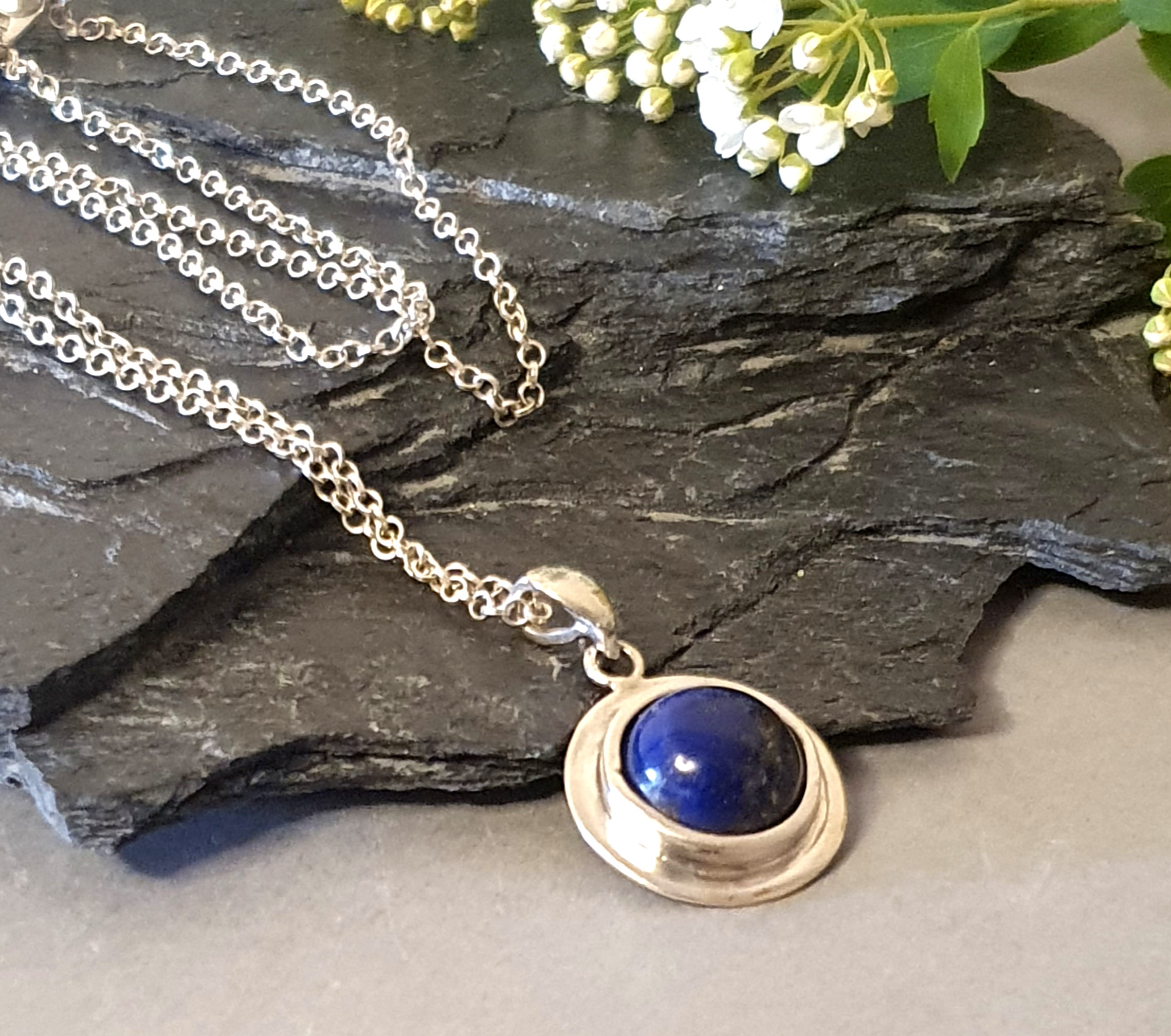 Srebrny naszyjnik 925 z lapisem lazuli – minimalistyczny wisior - obrazek 6