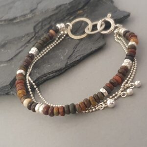 Bransoletka warstwowa z Afrykańskim Jaspisem i Srebrem 925