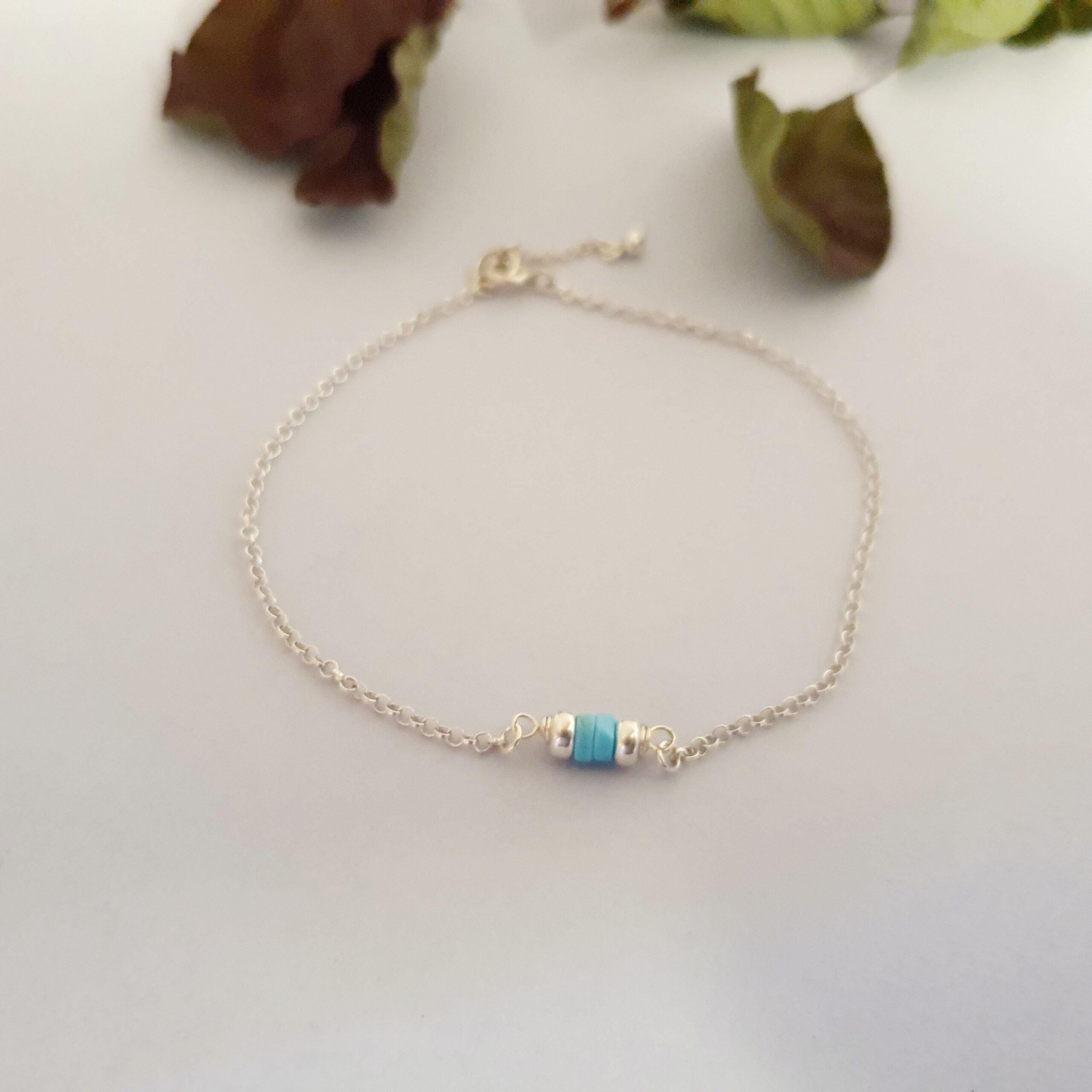 Srebrna bransoletka 925 z turkusem i zawieszką kuleczką - obrazek 7