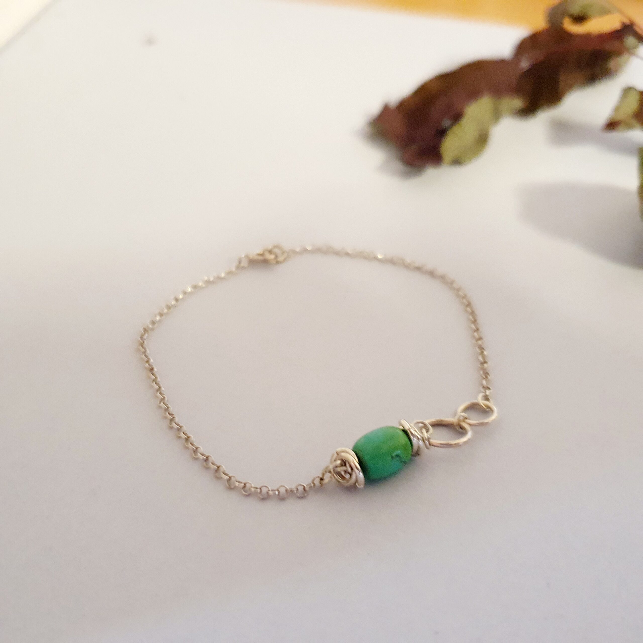 Srebrna bransoletka 925 z turkusem tybetańskim - obrazek 8