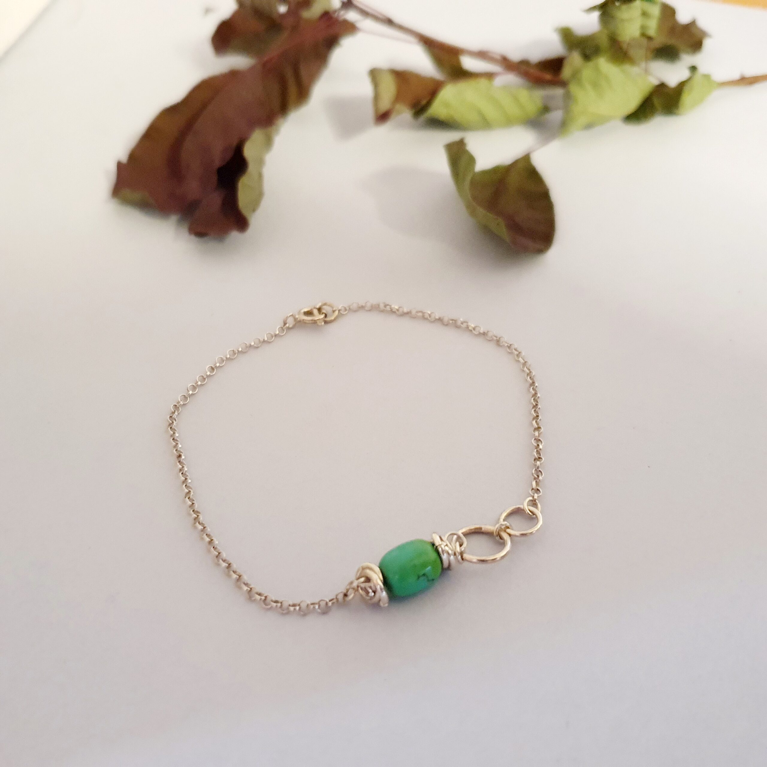 Srebrna bransoletka 925 z turkusem tybetańskim - obrazek 7