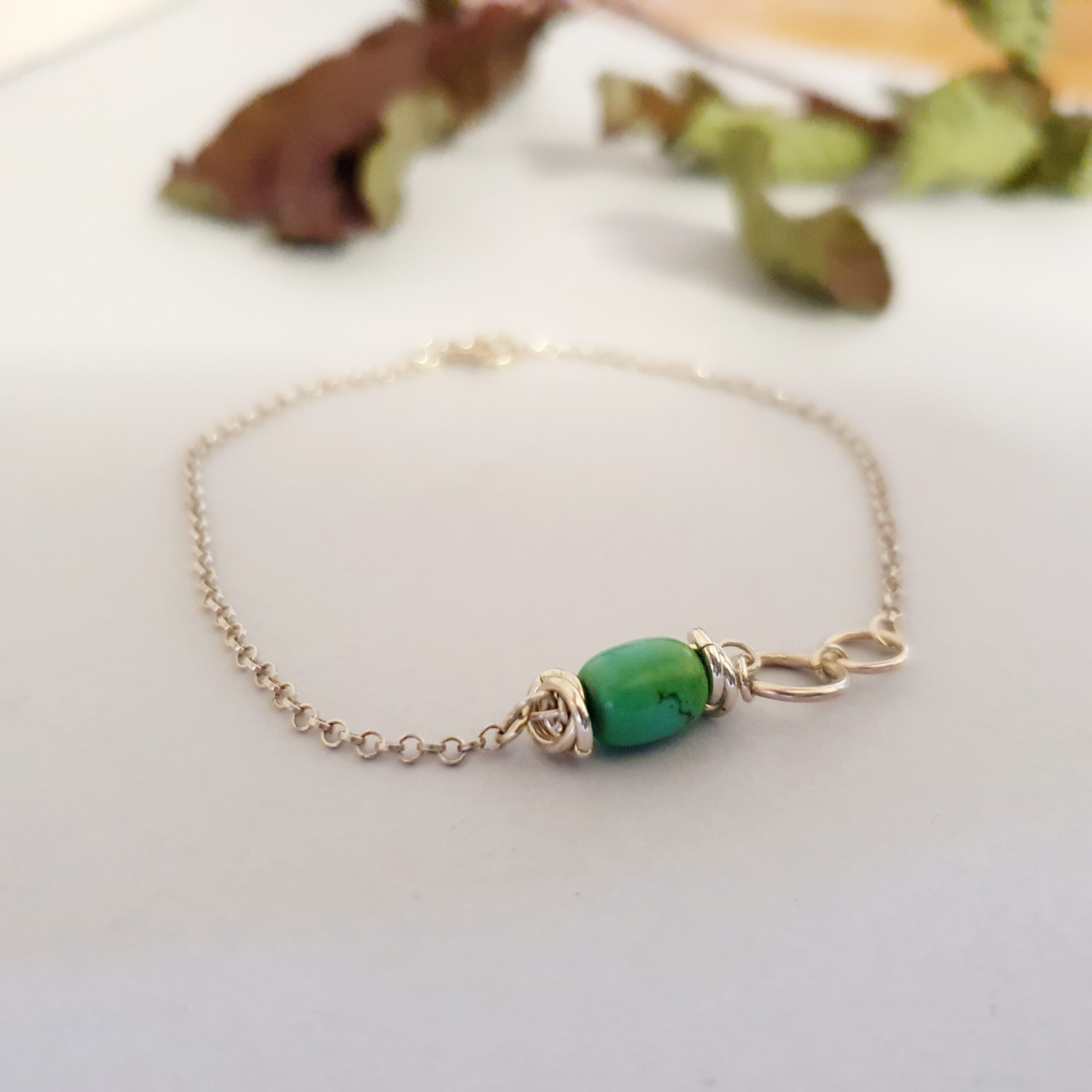 Srebrna bransoletka 925 z turkusem tybetańskim - obrazek 6