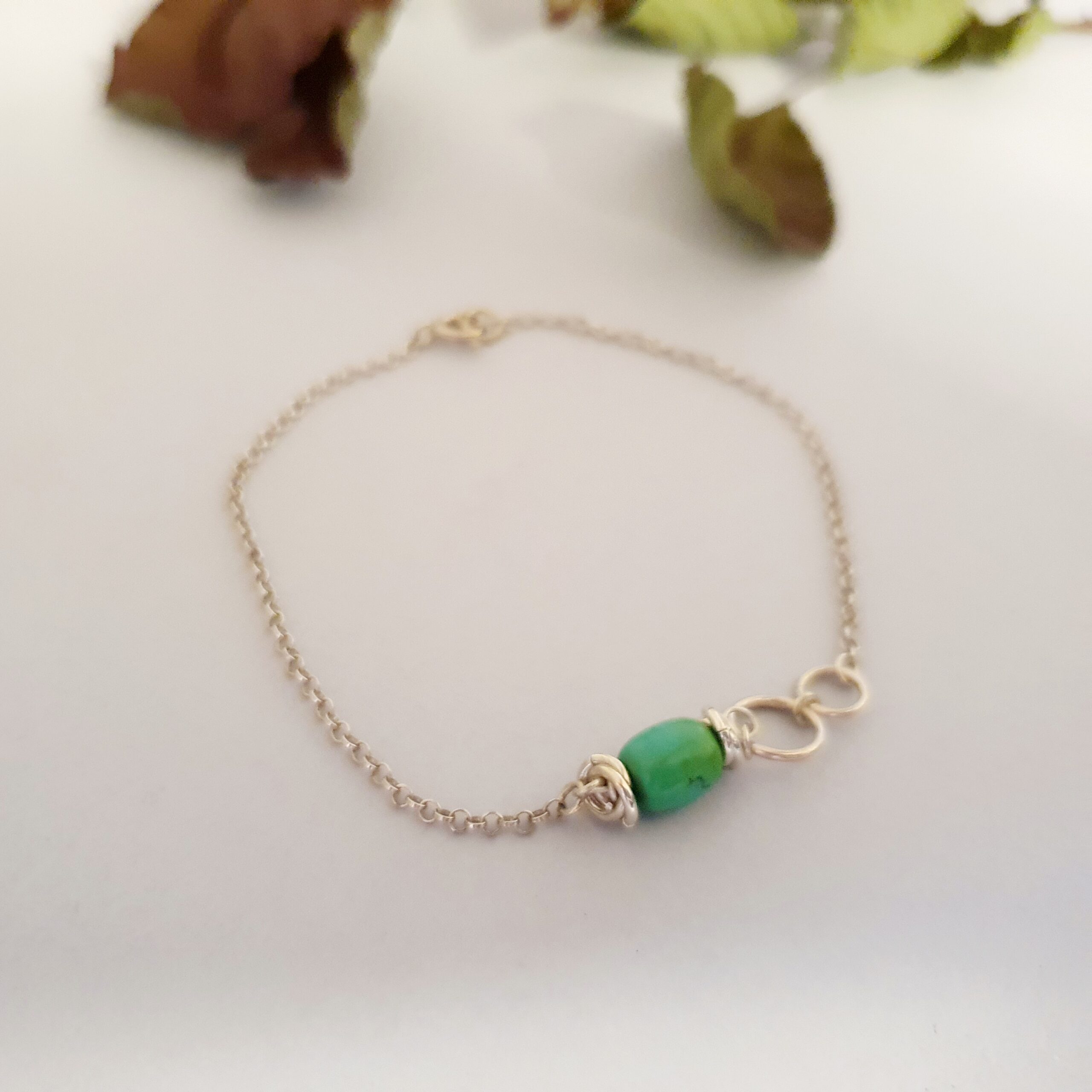 Srebrna bransoletka 925 z turkusem tybetańskim - obrazek 5