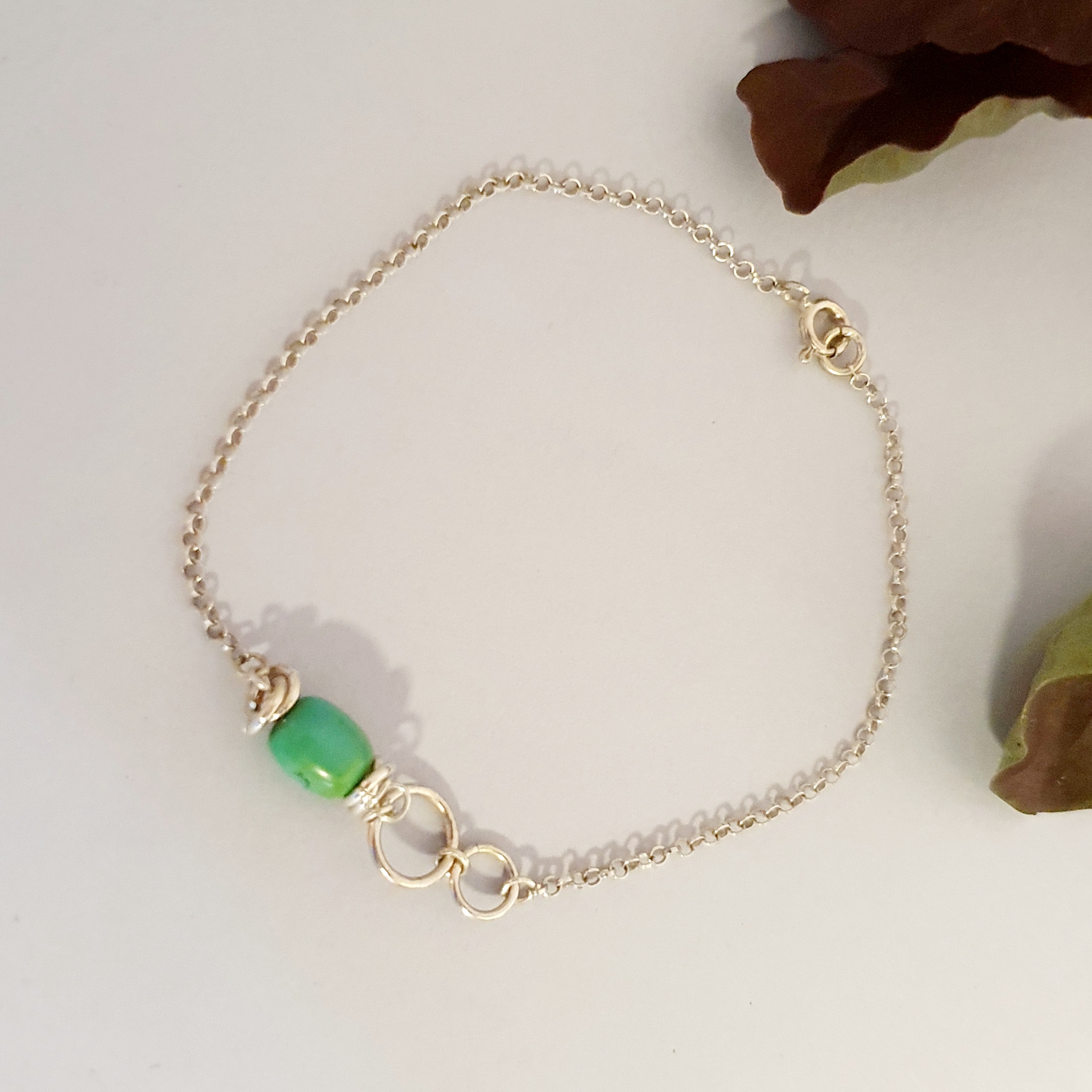 Srebrna bransoletka 925 z turkusem tybetańskim - obrazek 4