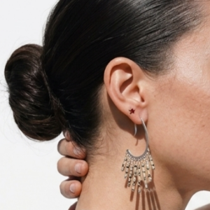 Srebrne kolczyki 925 z jaspisem dalmatyńskim – styl boho