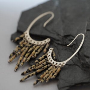 Srebrne kolczyki 925 z jaspisem dalmatyńskim – styl boho