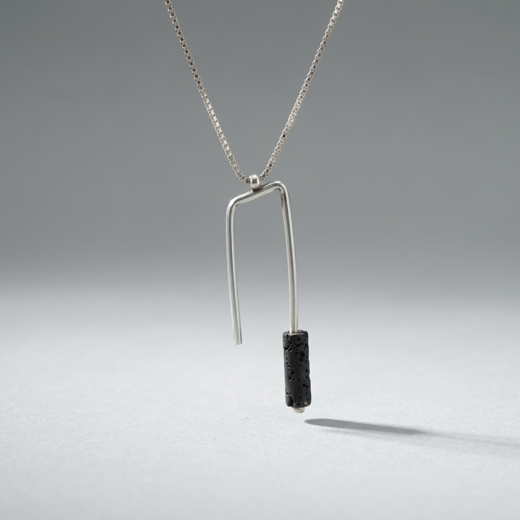 Srebrny naszyjnik z naturalną lawą wulkaniczną – delikatna minimalistyczna biżuteria - Image 8